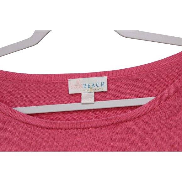 NWT Belle Beach Kim Gravel Blouse Size 3X Pink Yellow Colorful Cotton Stretch - Picture 5 of 11
